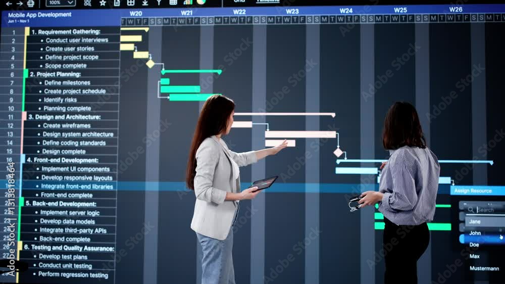 Poster office project management: time chart gantt