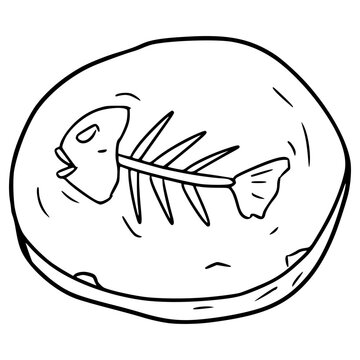 fish fossil outline drawing clip art preview