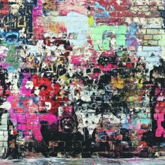 Naklejka premium Colorful graffiti covers the urban wall in an artistic display