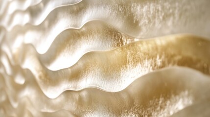 Obraz premium Abstract close-up of a textured surface with flowing waves in soft golden and cream tones