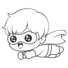 Fototapeta premium Boys become superheroes and fly, for coloring