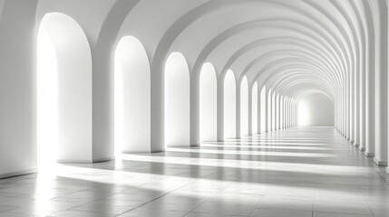 Obraz premium Empty, bright arched hallway