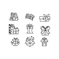 Simple gift icons set isolated vector on white background