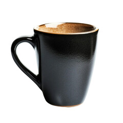 Ceramic coffee mug with minimalist design isolated on white background