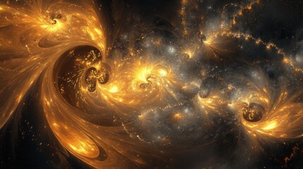 Beautiful abstract artwork of swirling galaxies with radiant colors depicted