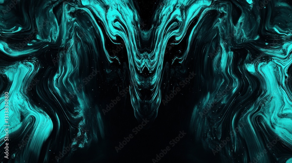 Poster abstract turquoise swirls and dark background create a unique design