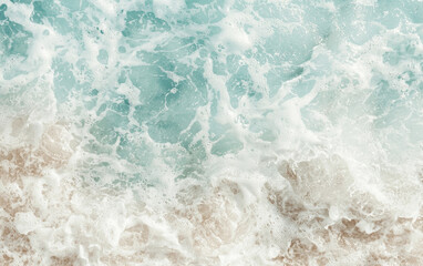 Fototapeta premium Ocean Waves with White Foam and Turquoise and Beige Tones