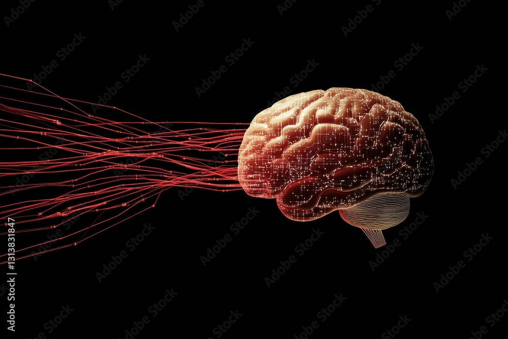Poster this image showcases an abstract brain with dynamic data streams, symbolizing thought processes and 