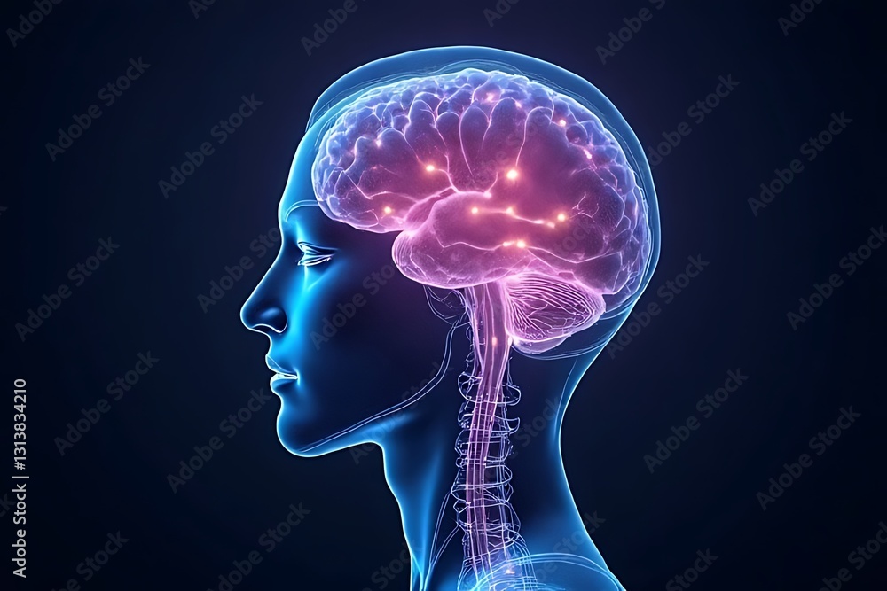 Poster exploring neural connections in the human brain digital art abstract dark background side view neuro