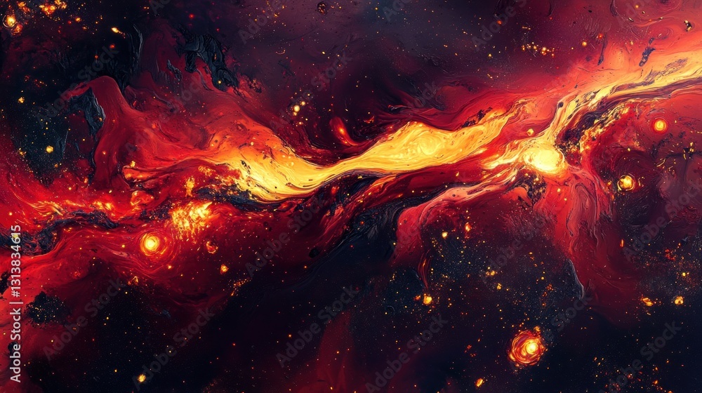 Poster an abstract artistic representation of cosmic energy and celestial objects
