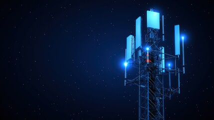 Celestial Communication: Nighttime View of a Cellular Tower