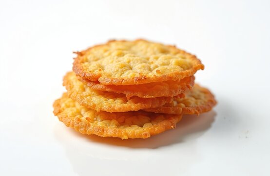 Stack of Indian Khakhara flatbread on white background. Round crispy roasted snack made of wheat flour. Gujarati cuisine, tasty traditional vegan appetizer, street food.