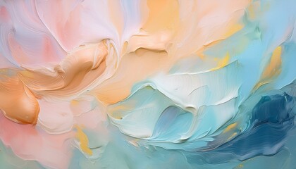 Fototapeta premium Acrylic paint blend in soft pastels – hand-painted background effect with beautiful, delicate textures, perfect for creative designs