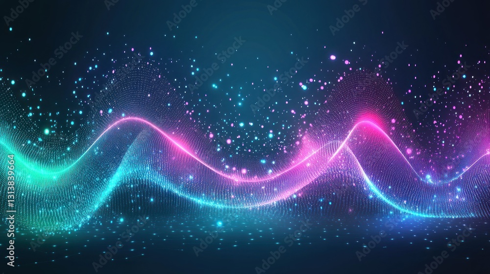 Aufkleber a vibrant abstract digital wave pattern on a dark background