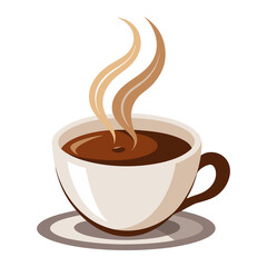 cup of hot coffee with steam on Transparent Background