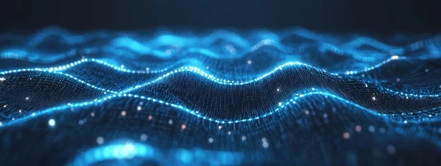 Gardinen Abstract blue digital wave pattern. © malayeka