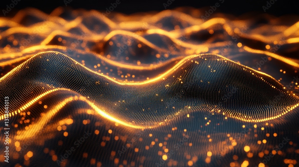 Poster abstract image featuring glowing lines over textured dark surface