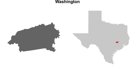Obraz premium Washington County (Texas) blank outline map set