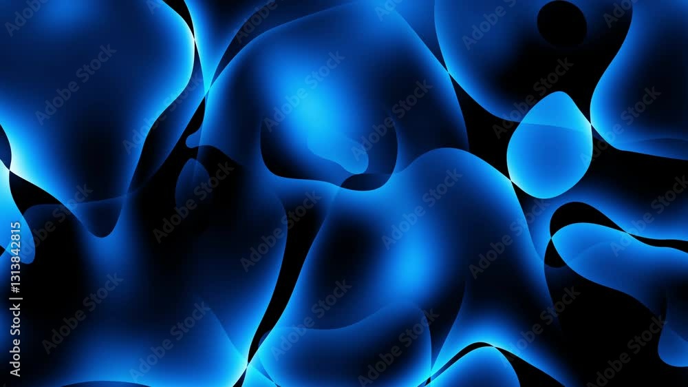 Poster 3D animation - Dark blue abstract loop background of a smooth wavy shape with looped motion