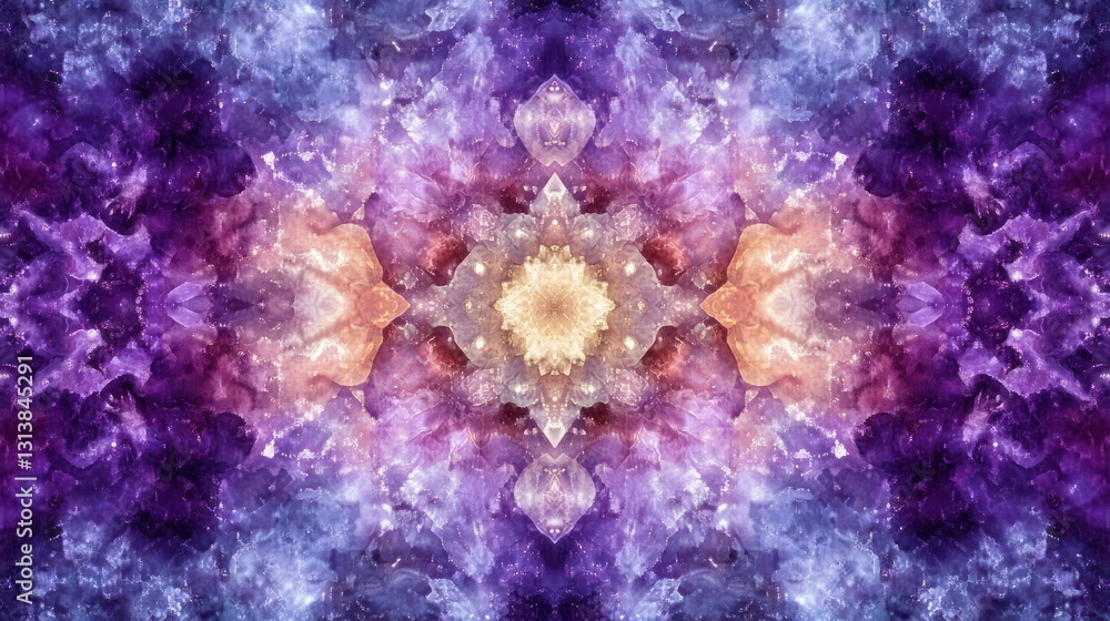 Poster a symmetrical pattern of colorful textured rock formations presents itself