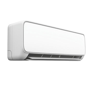 A sleek, energy-efficient air conditioner mounted on a white surface on transparent png background. Ai generated