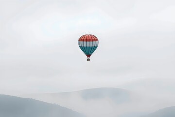 Fototapeta premium Soaring to Adventure: A vibrant hot air balloon floats gracefully in the sky, offering a unique perspective on the world below.