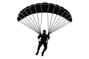 vector silhouette of skydiver background