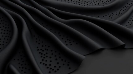 Naklejka premium Elegant Black Fabric Drape with Perforated Design