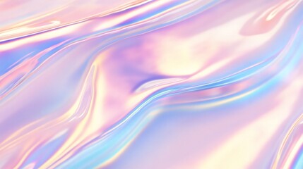 Soft iridescent waves with pastel hues captured in a serene, dreamlike setting