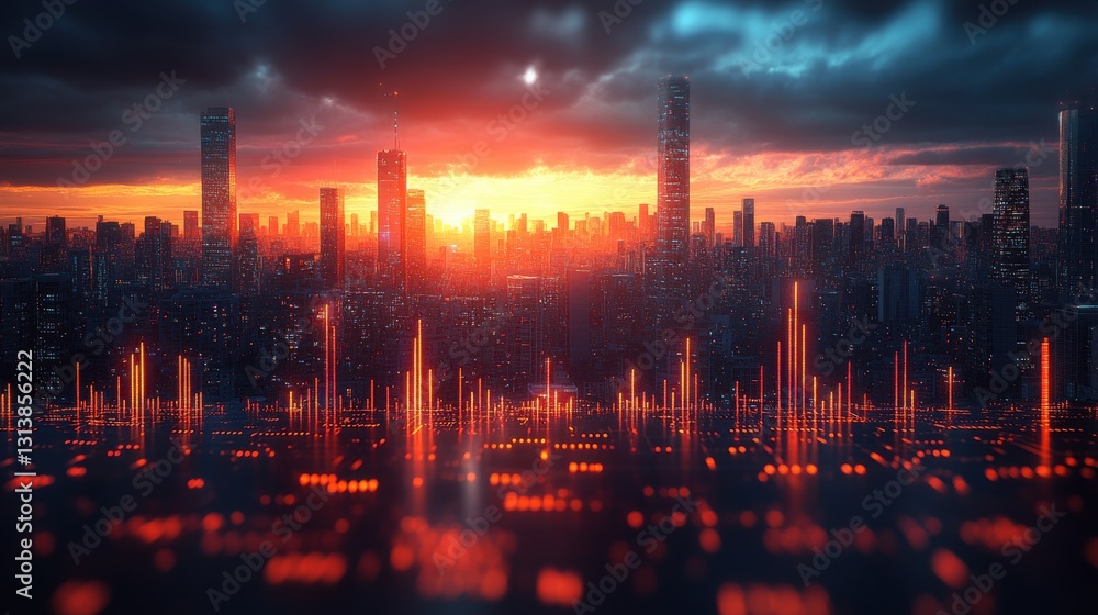 Poster business management data and economic indicator financial and statistical information many graphs an