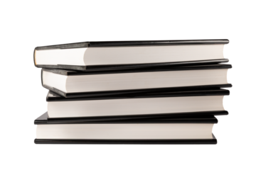 Stack of black books isolated no background