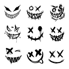 hand drawn emoji spray paint illustration with dripping ink effects