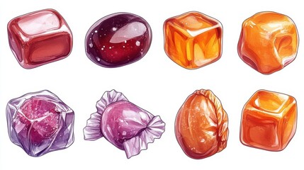 Fototapeta premium caramel candies isolated,cartoon illustration style