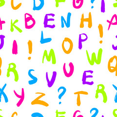 Colorful Hand Drawn Alphabet Seamless Pattern
