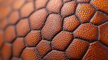 Closeup detailed texture brown leather hexagon pattern background red skin dark rich macro style