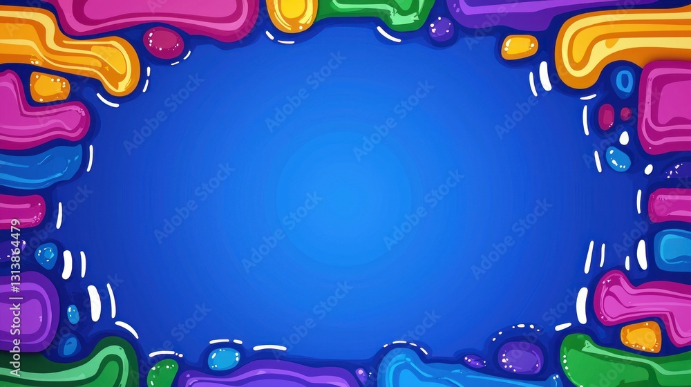 Poster colorful frame blob border edges blue gradient background for graphic design element or text placeho