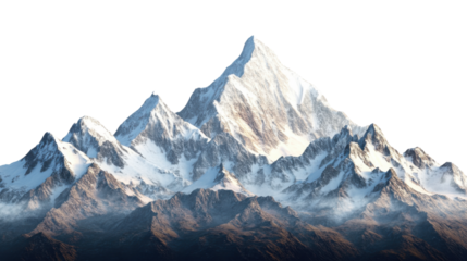 mountain landscape with snow isolated on white background