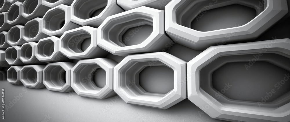 Poster black lines create a grid with misconformed hexagons