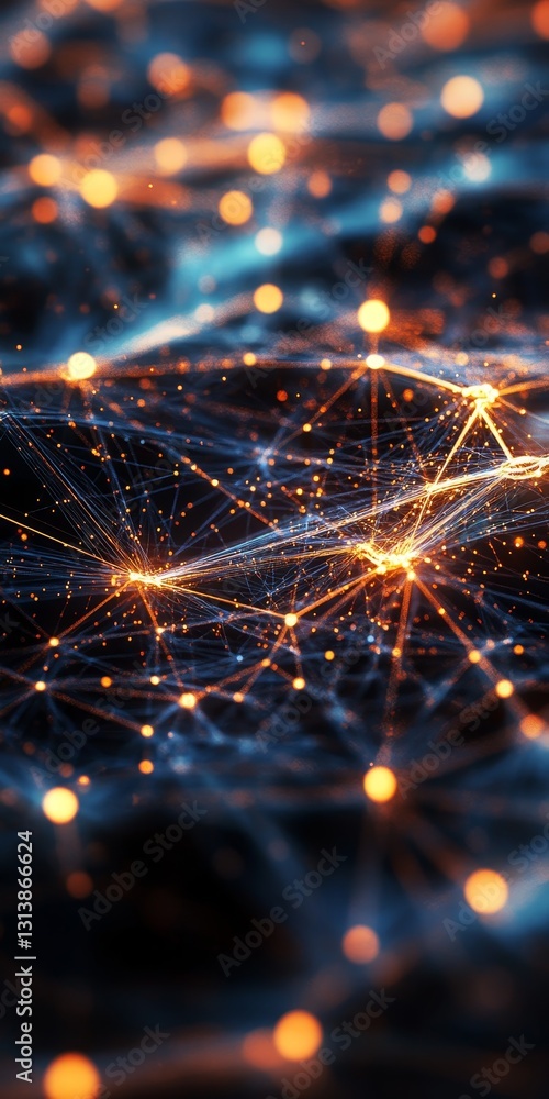 Poster captivating abstract image showcasing digital connections with glowing lights and lines. perfect for