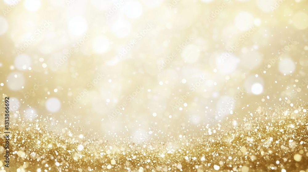 Poster sparkling golden glitter texture with soft light and bokeh effect creates a festive atmosphere for c