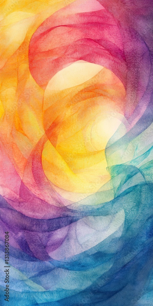 Aufkleber this vibrant abstract background features soft flowing colors of orange, pink, yellow, and blue, cre