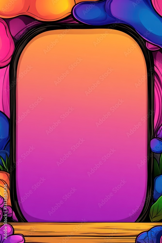 Aufkleber colorful gradient in oval frame with bright abstract blobs scattered in the foreground and backgroun