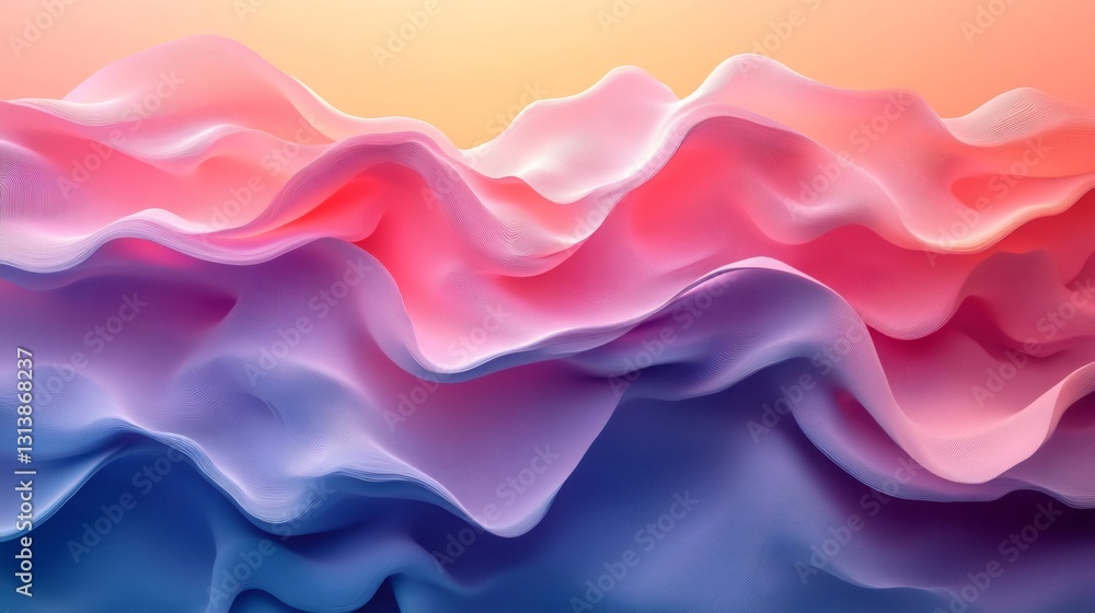 Poster colorful abstract waves flowing seamlessly in a gradient background