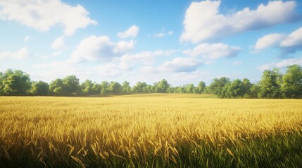 Obraz premium Golden Wheat Field Under a Summer Sky