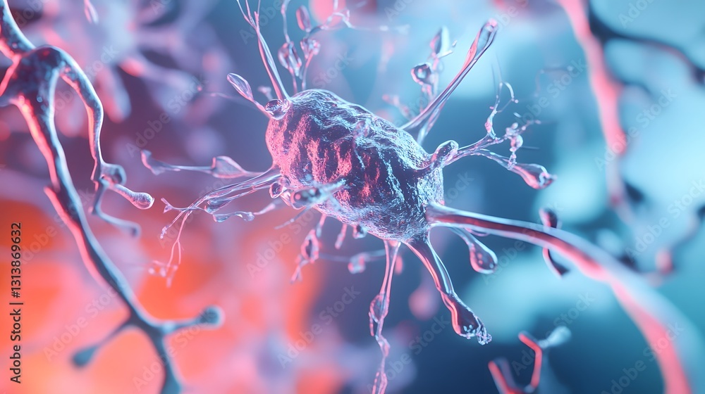 Poster microscopic view of the intricate cellular structure complex biological processes and microorganisms