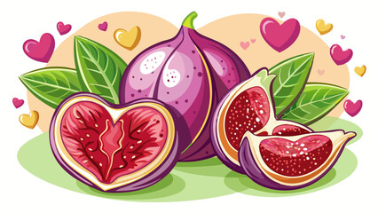 Corazones por el Día de San Valentín con higos frescos y su deliciosa pulpa