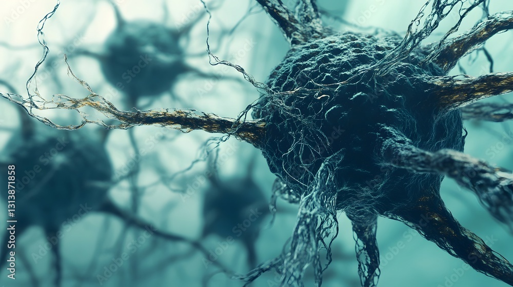Poster Ominous and Mysterious Bird s Nest Amidst Tangled Branches   A moody atmospheric close up of an intricate weathered nest nestled within a dark twisted tangle of branches creating a haunting