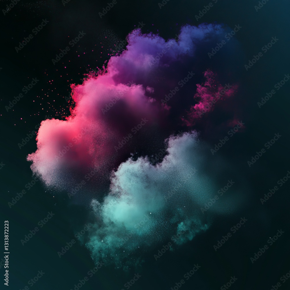 Poster this colorful abstract cloud composition showcases vibrant hues and fluid textures, creating an ethe
