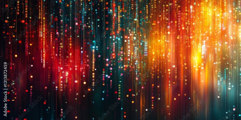 Poster explore this vibrant abstract background featuring colorful lights and digital elements. perfect for