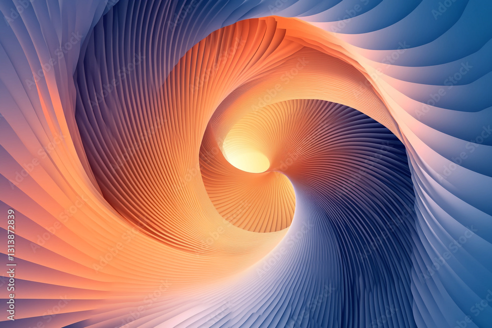 Aufkleber abstract swirling orange and blue 3d spiral design background image art wave curve lines twirl color